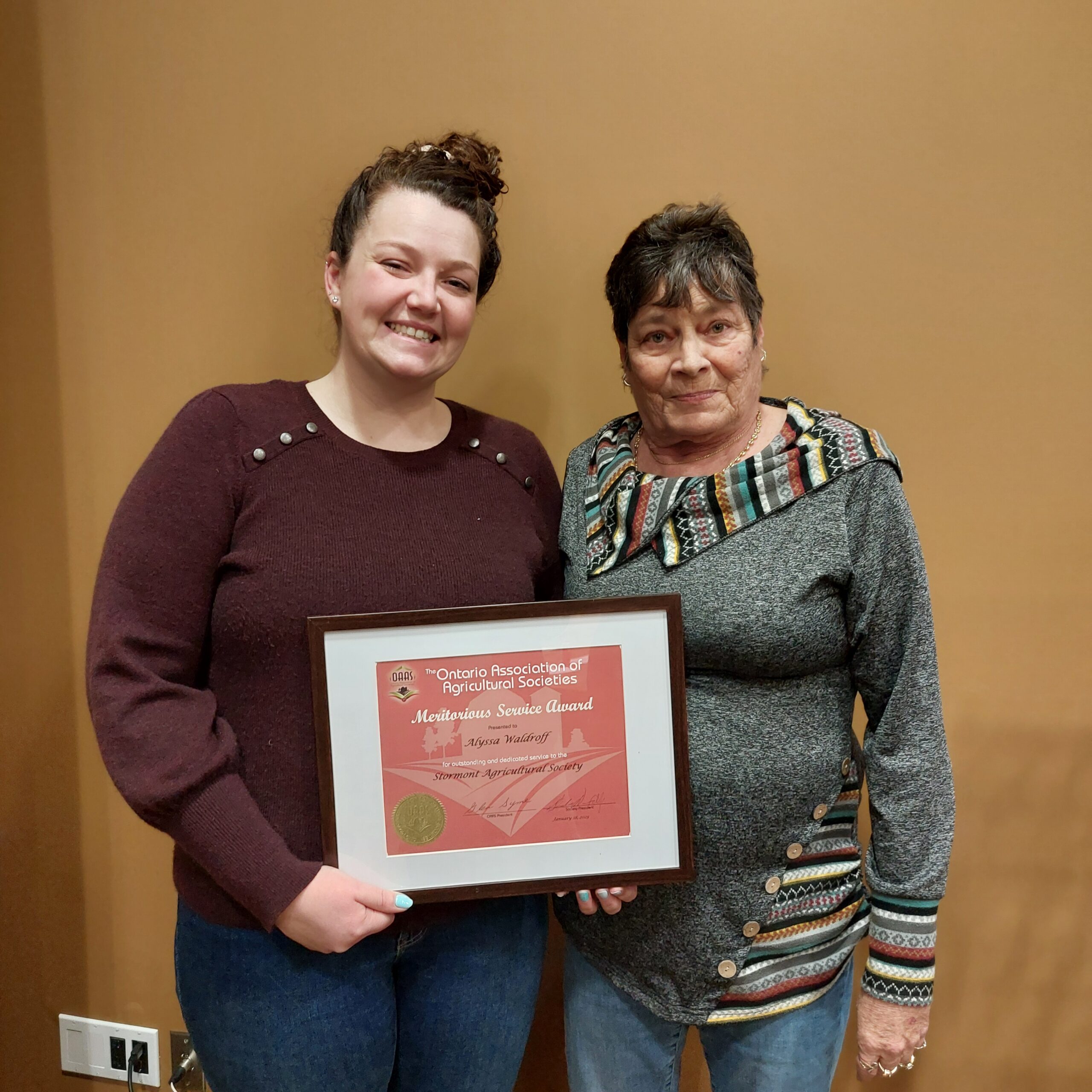 SAS 2025 Recipient Alyssa Waldroff. Presented by Sandra Donnelly.